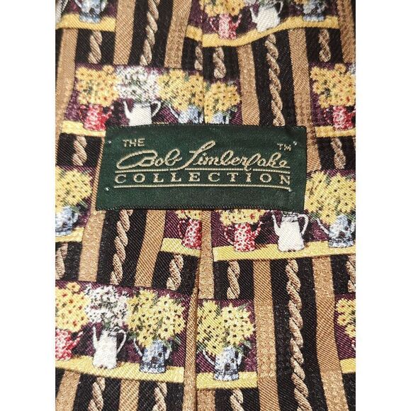 The Bob Timberlake Collection 100% Silk Tie Floral gold black USA - Picture 3 of 8